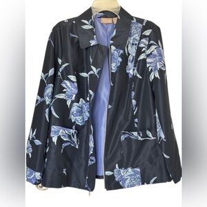 Chico's Black and Blue Floral Blazer